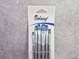 Pack 6 pinceles cerda celeste y negra BOLONG